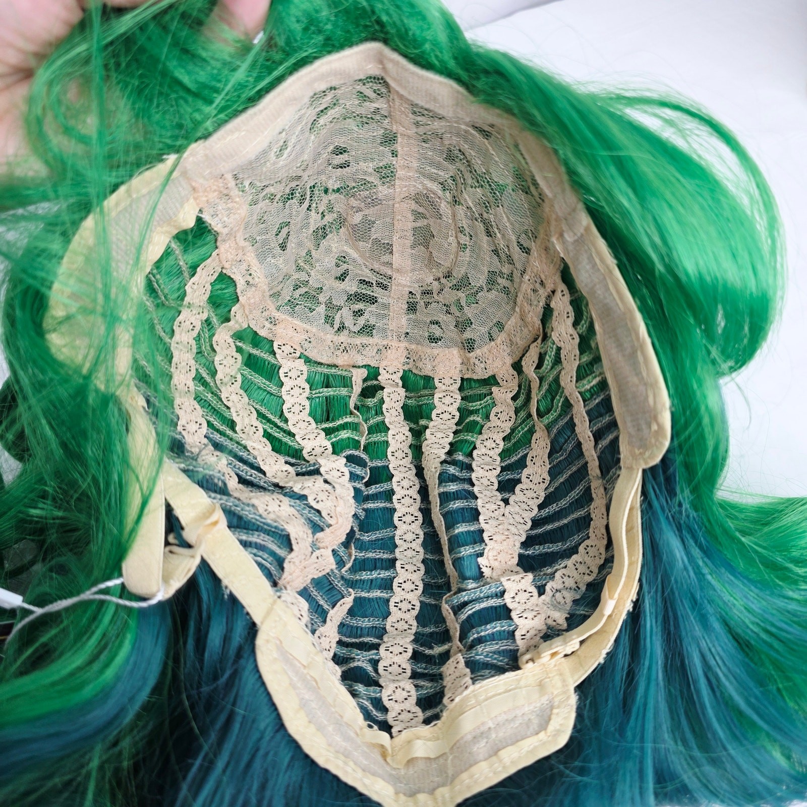 Green Ombre Long Curly Wig Heat Resistant Cosplay Halloween Costume Hair