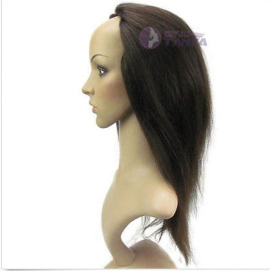 Remy 3/4 Half Wig 100% Human Hair Half Wig Straight Hair Machine Weft Cap 15-24″