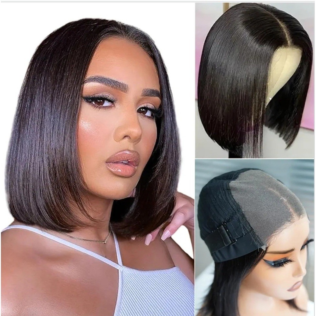 Glueless 10 Inch Bob Wig 5×5 HD Lace Natural Black Pre Plucked Human Hair