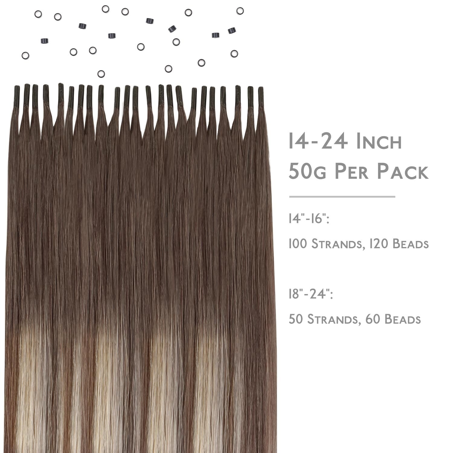 I Tip Hair Extensions Human Hair, 24″ Ombre Sandy Brown to Platinum Blonde