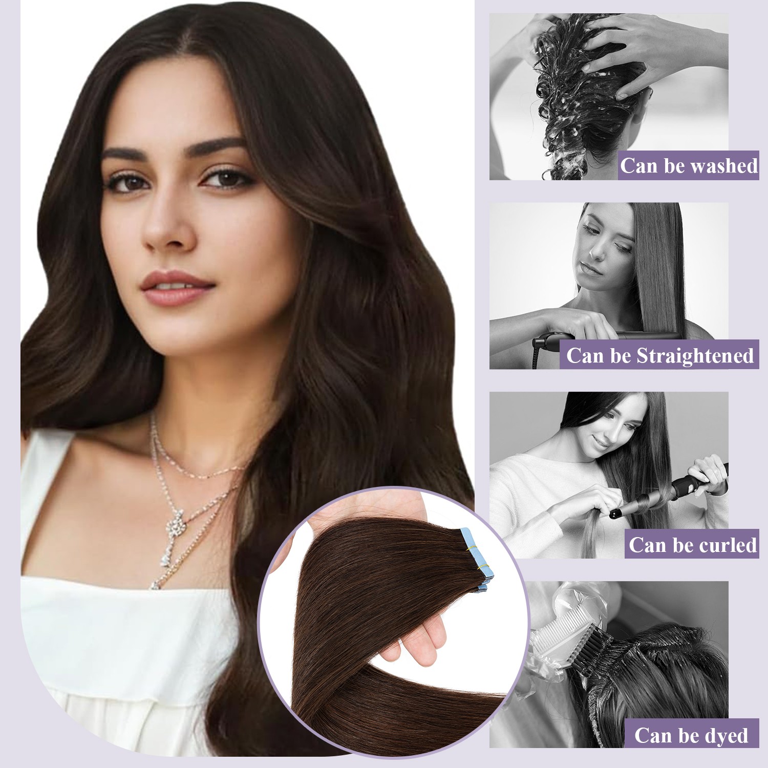 Ombre Thick Tape In Real Remy 100% Human Hair Extension Full Head Skin Weft 100G