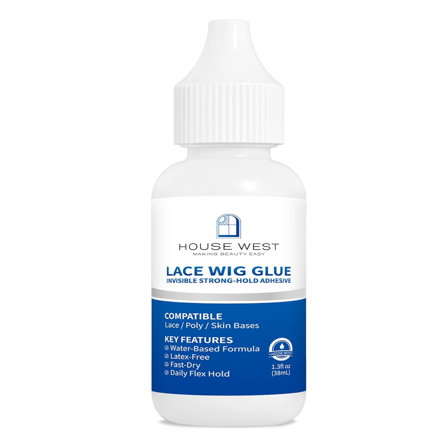 Lace Wig Glue – Waterproof & Invisible Bonding Adhesive, 1.3 Oz (38Ml) Strong Ho