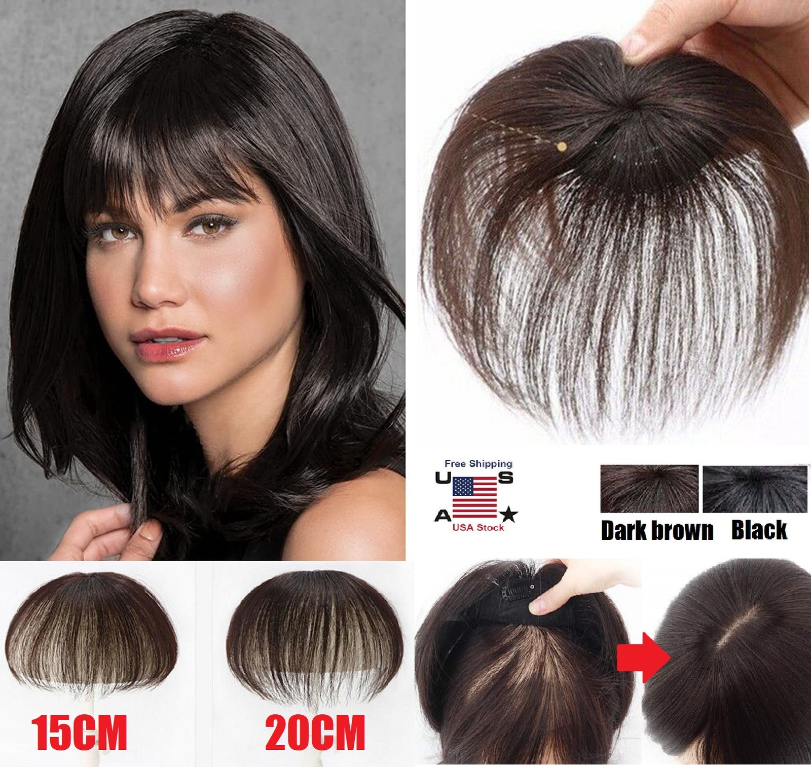 Women Clip In Straight Hair Extensions Hairpiece Topper Natural Look Hairpiece