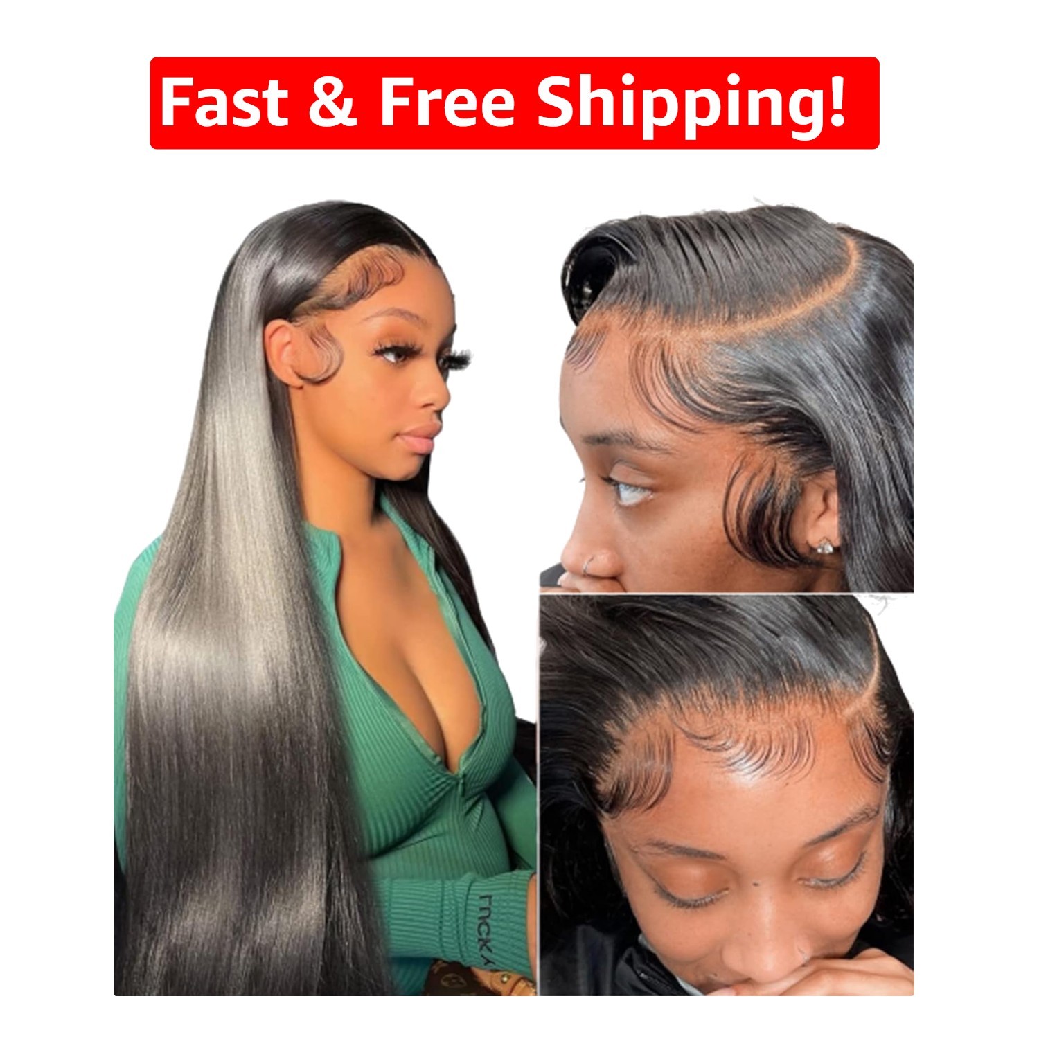 Luxury 24-Inch Glueless Lace Wig with Baby Hairs – Versatile Styling Options