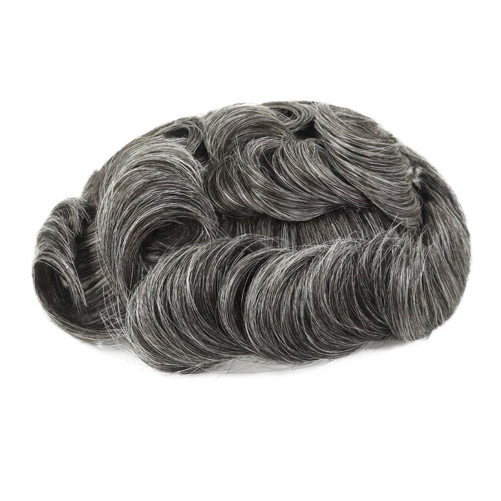 Toupee for Men Human Hair Systems French Lace Unit Durable Hair Pieces Q6#1B40