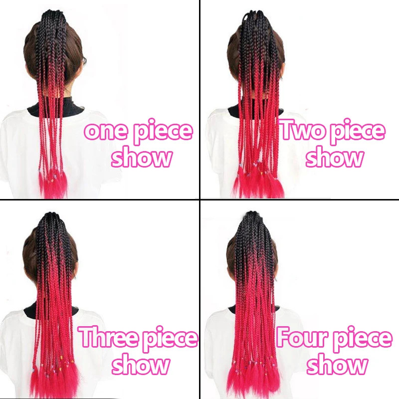 Gradient Colored Braided Ponytail Extension Elastic Rubber Band for Women Girls