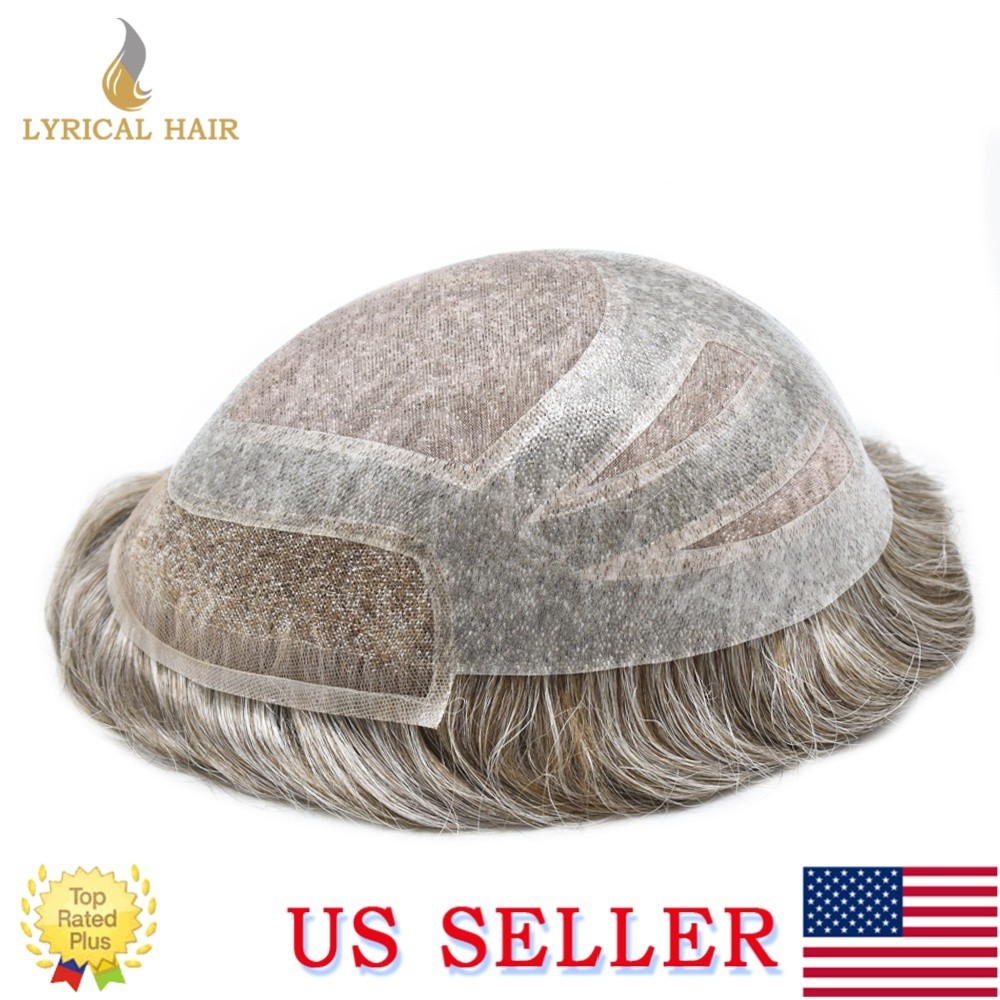 Lyrical Hair Mens Toupee French Lace Front Human Hair monofilament Wig Hairpiece