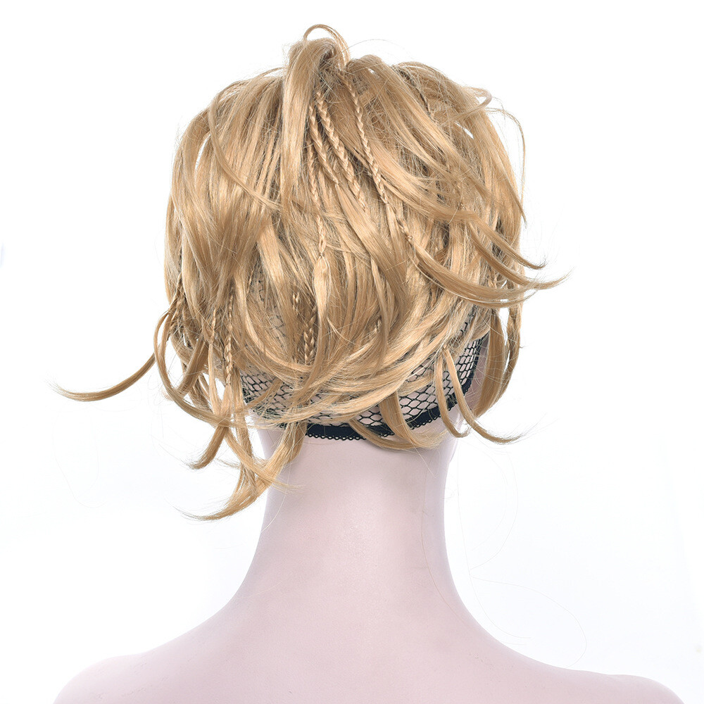 Short Braided Bun Scrunchies Updo Wrap Messy Hairpiece Ponytails Hair Extensions