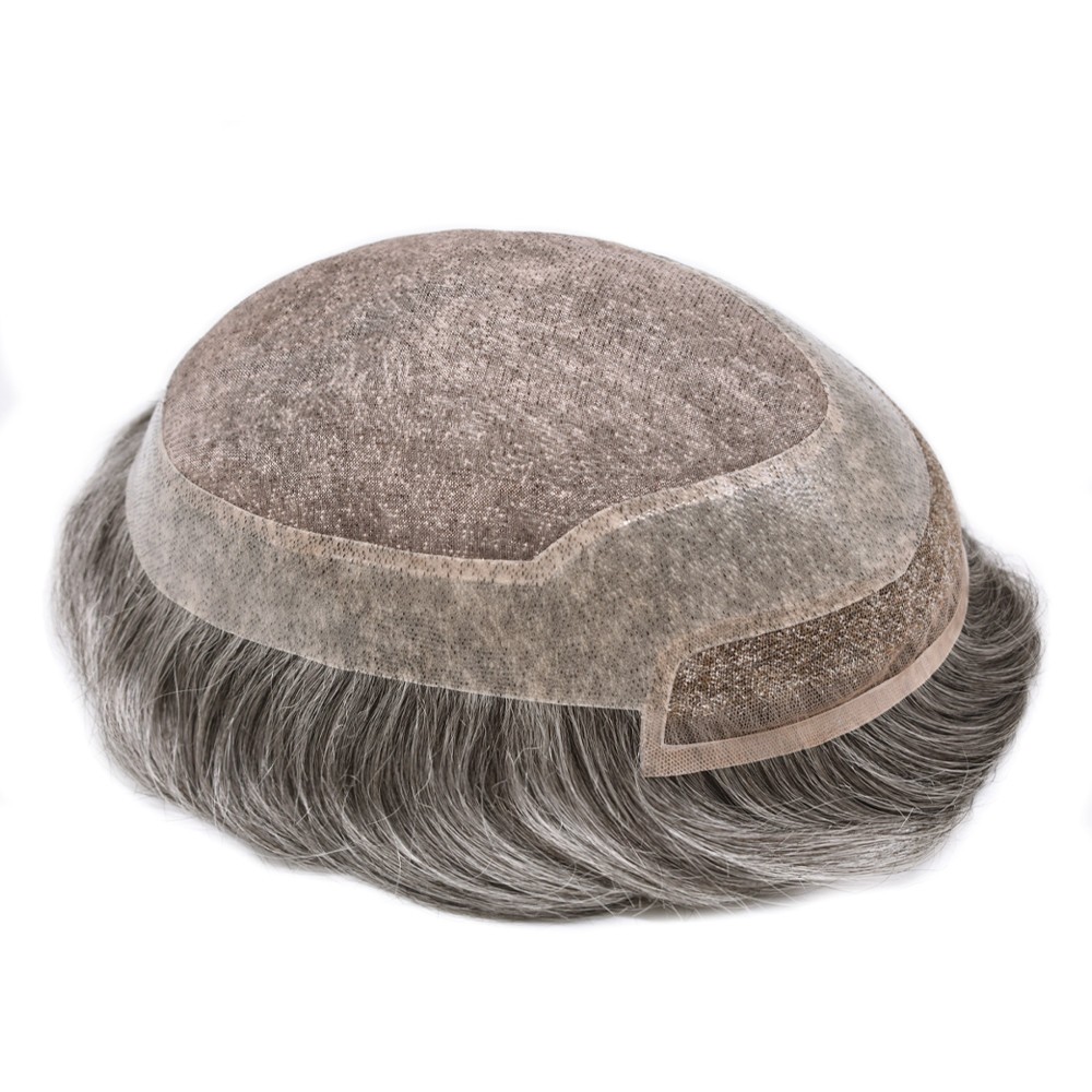 French Lace FrontToupee for Men HairSystem Replacement Mono Mens Hairpiece Wig