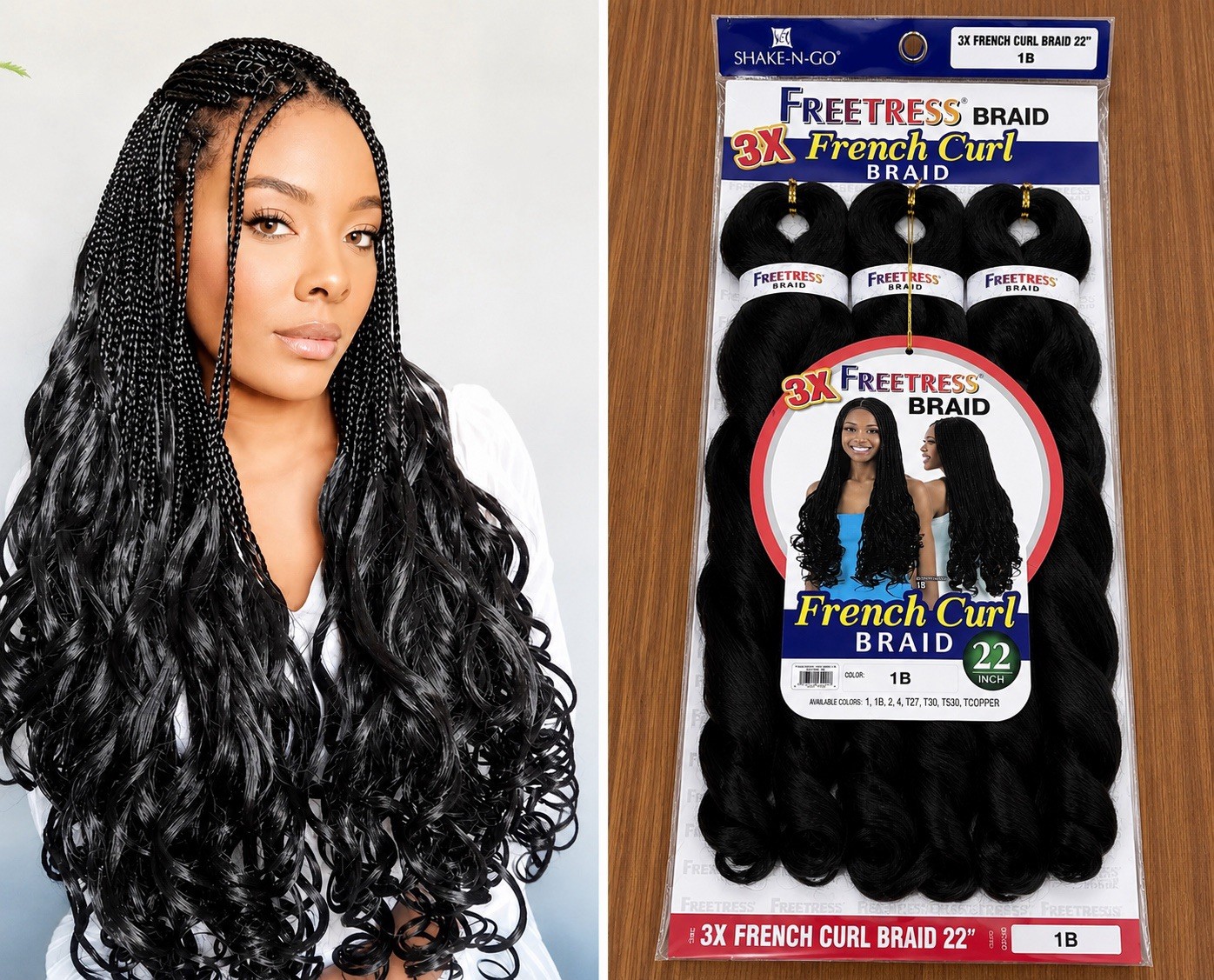 Freetress 3X French Curl 22 in Synthetic Curly Braid Hair Extension