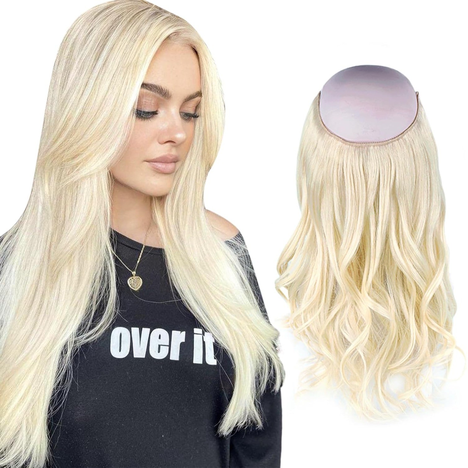 16” 100g Invisible Wire Hair Extensions Real Human Hair with Transparent Wire