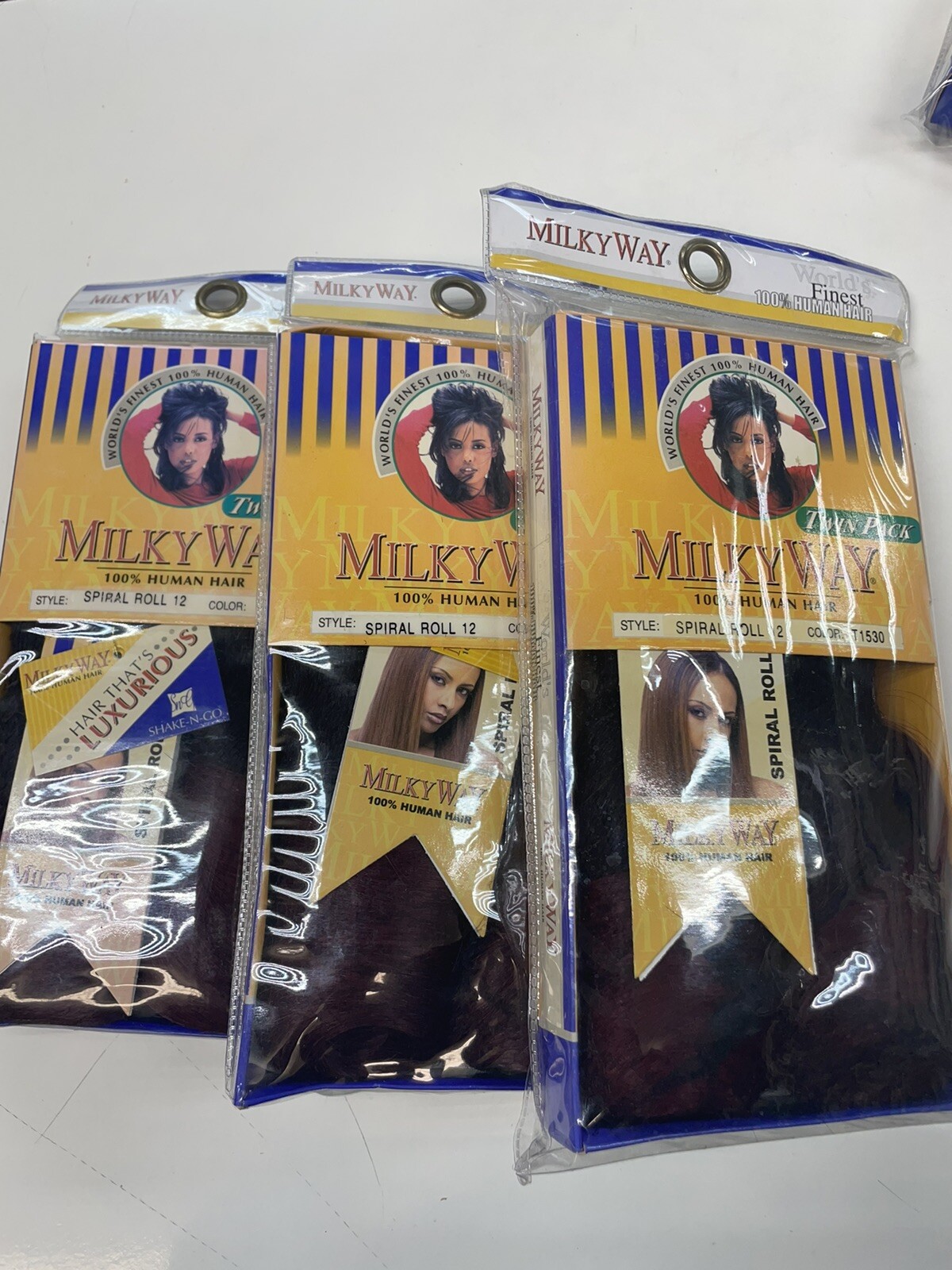 3 PK $60 Milky Way 100% Human Hair SPIRAL ROLL Twin Pack Piano Color T1530 12”