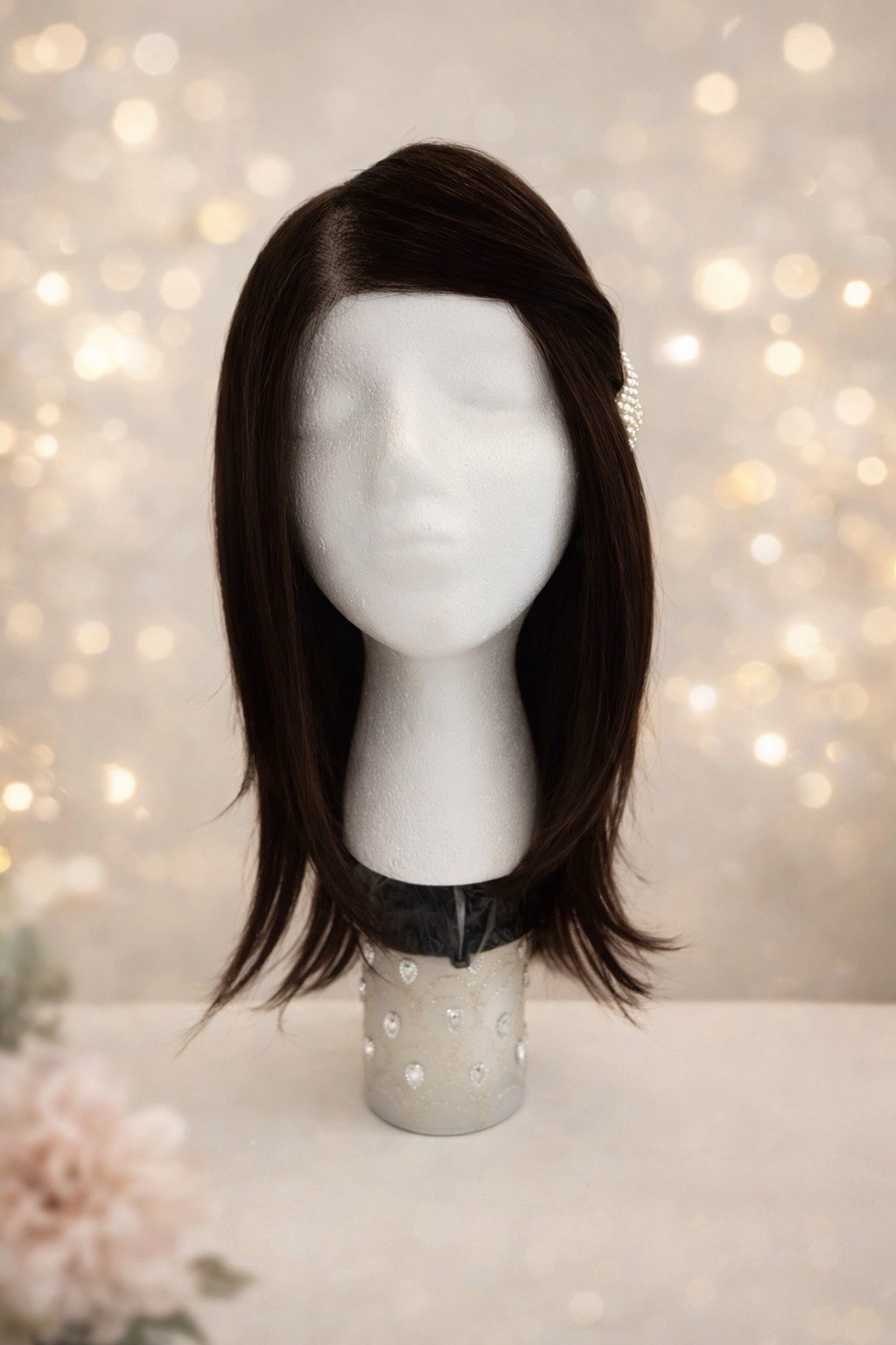 Custom Handmade Wig Brunette 15in Hair Cancer Alopecia Use