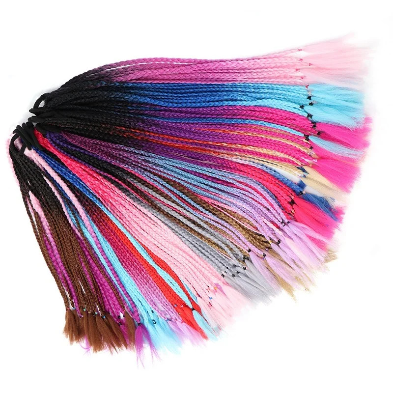 Gradient Colored Braided Ponytail Extension Elastic Rubber Band for Women Girls