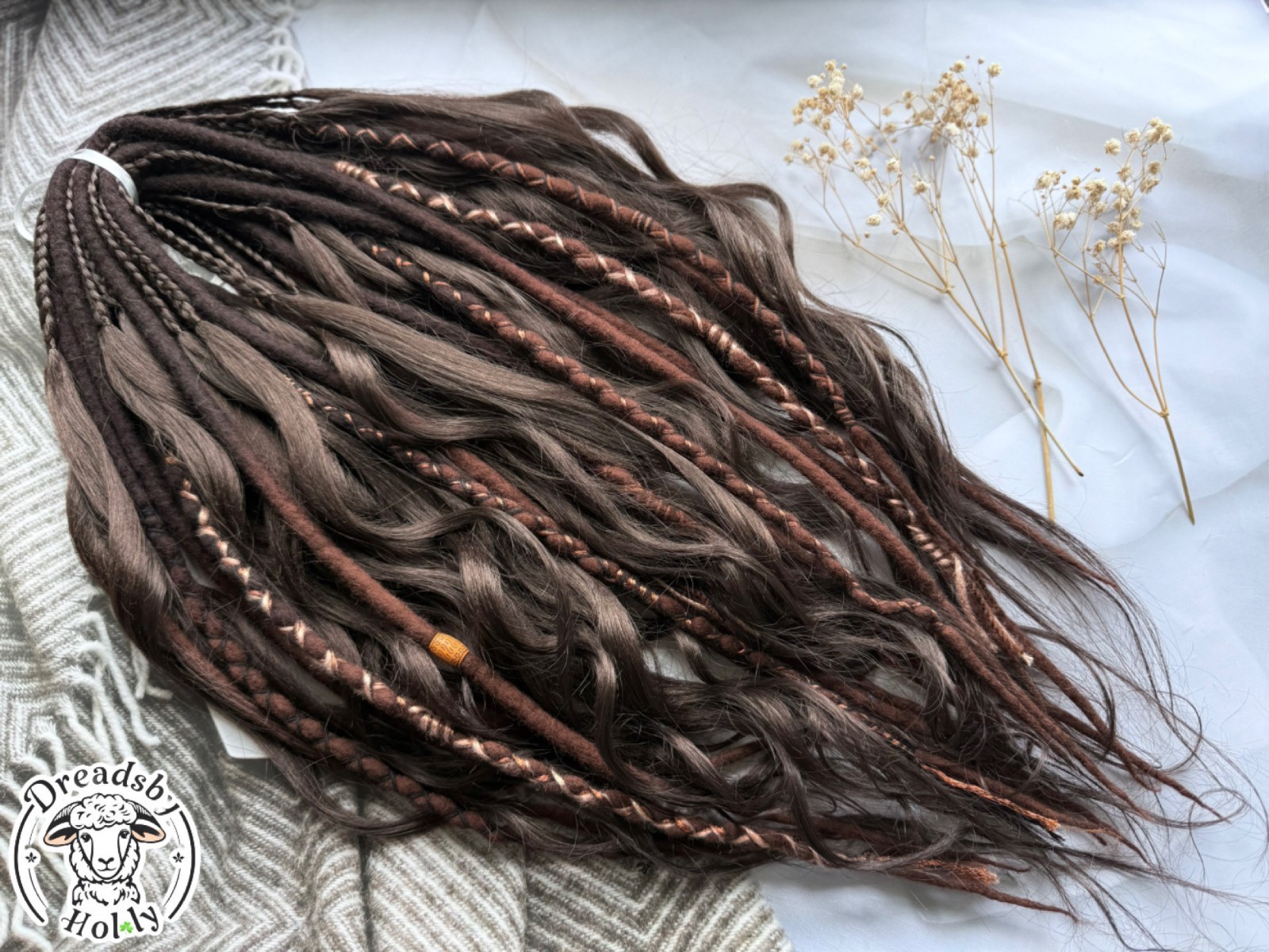 Full Set Wool Dreads Mix Braids Curls Brown DE – SUPER FAST 2-3 DAY SHIPPING USA