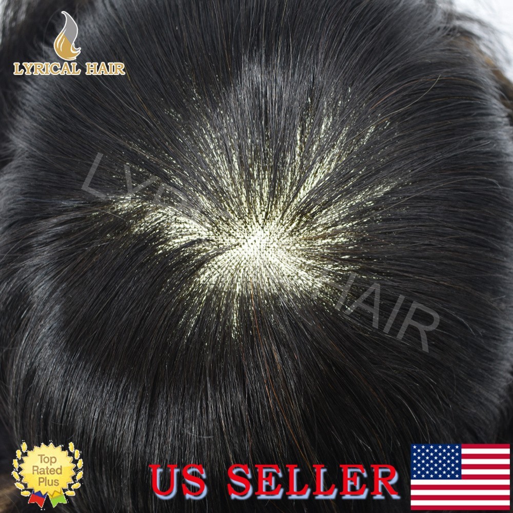 Lace Front Mens Toupee Human Hair Replacement Fine Mono Hairpiece Skin PU System
