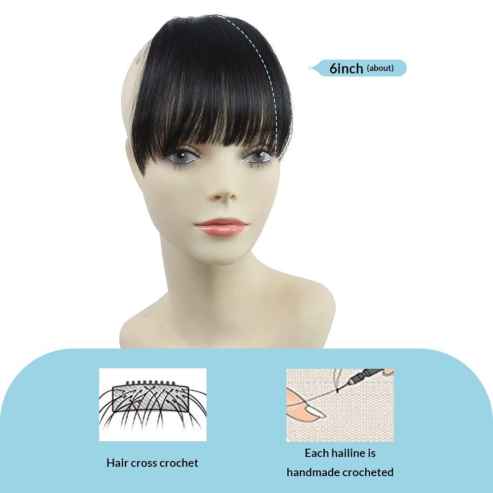 Clip In Human Hair Bang Wispy Air Bangs Front Fringe Clip in Hair Extensions US