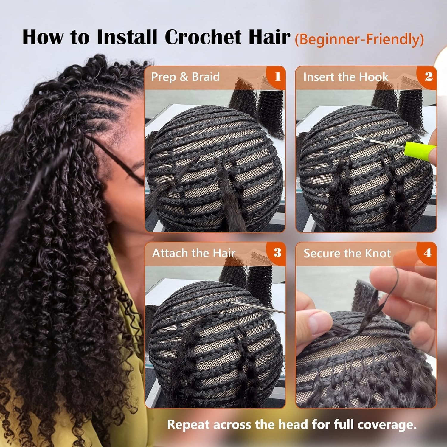 120g – 20 Inch – 100strands – Miracle Knots Crochet Human Hair Loose Deep Wave