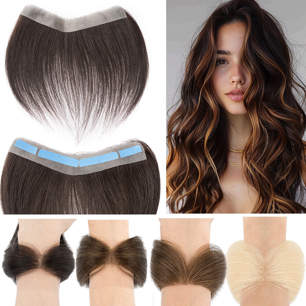 Lace PU Skin Cover-up Front Hairpiece Hand-Tied Hairline Real Human Hair Patches