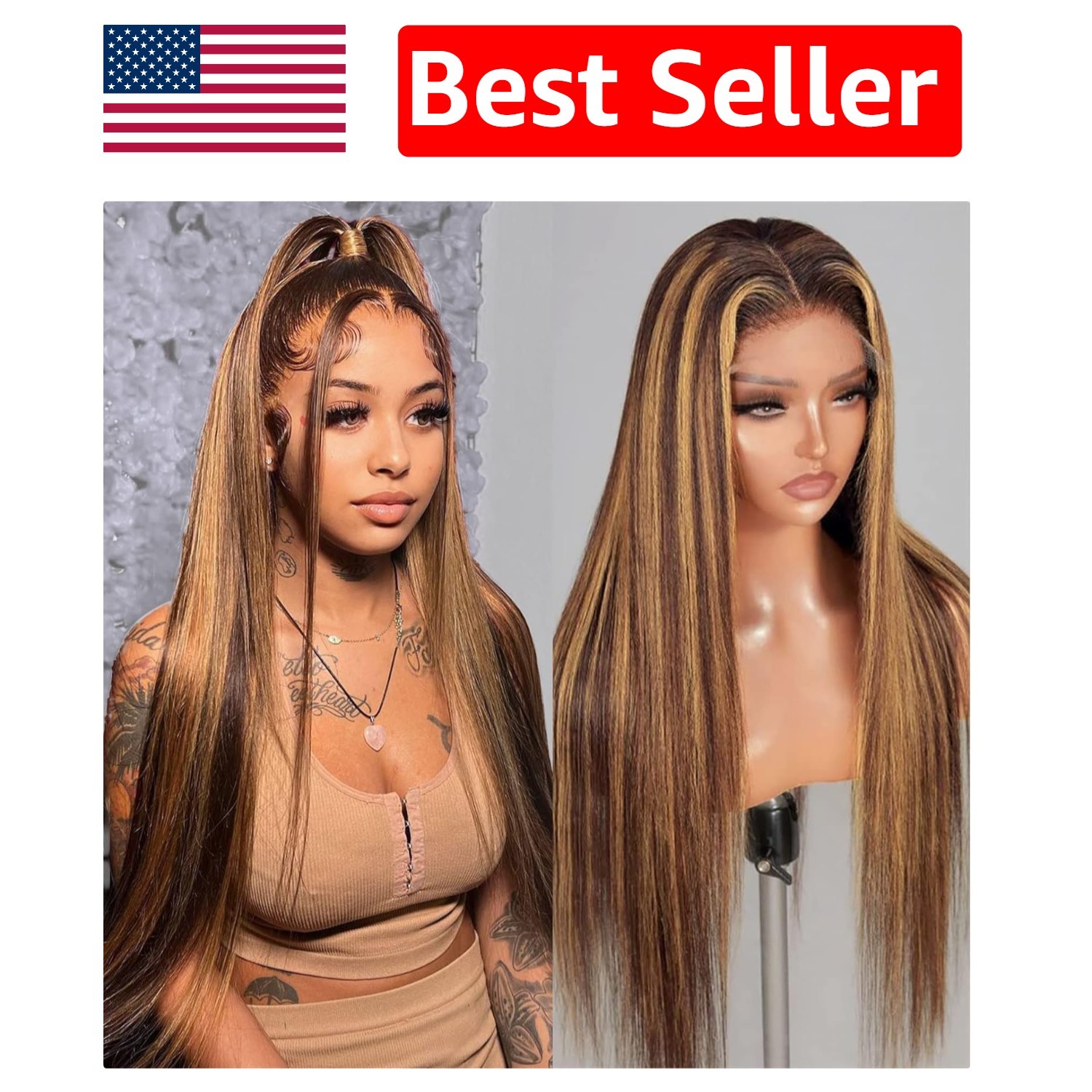 Heat-Resistant Honey Blonde Lace Front Wig – 180% Density & Versatile Style