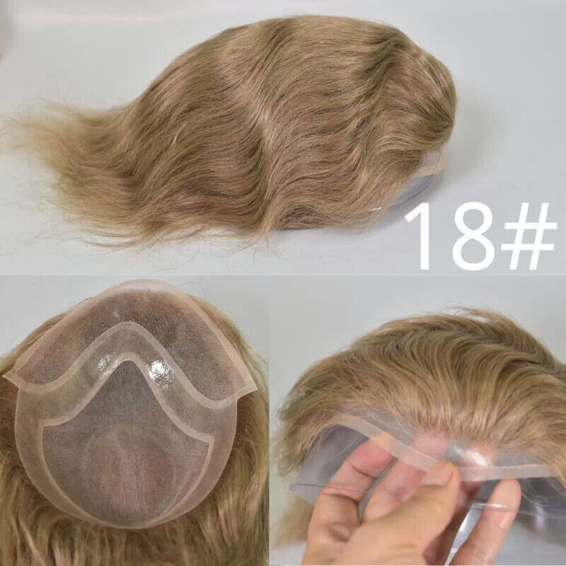 Toupee For Men Human Hair Replacement System Mono Thin Skin Pu 10×8