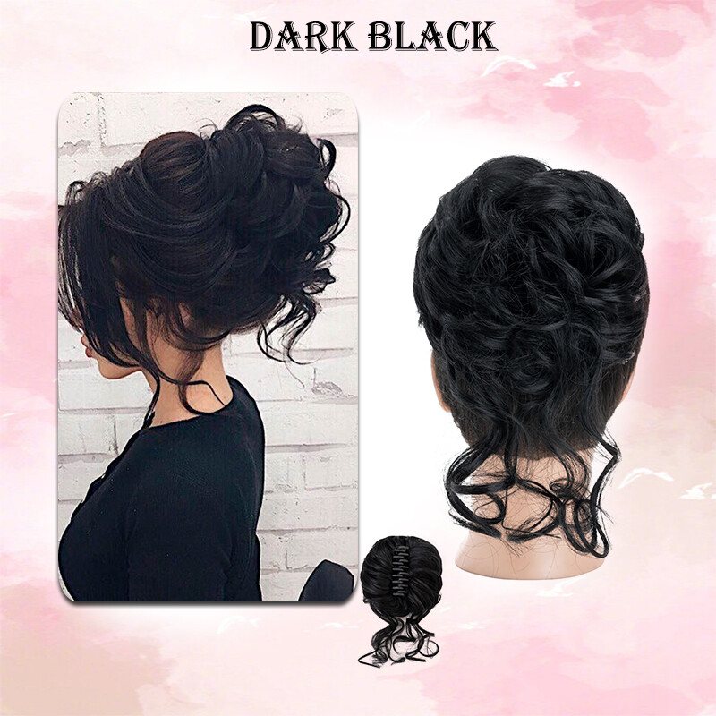 Extra Thick Claw Clip in Messy Bun Curly Hair Extension Ponytail Updo Long short