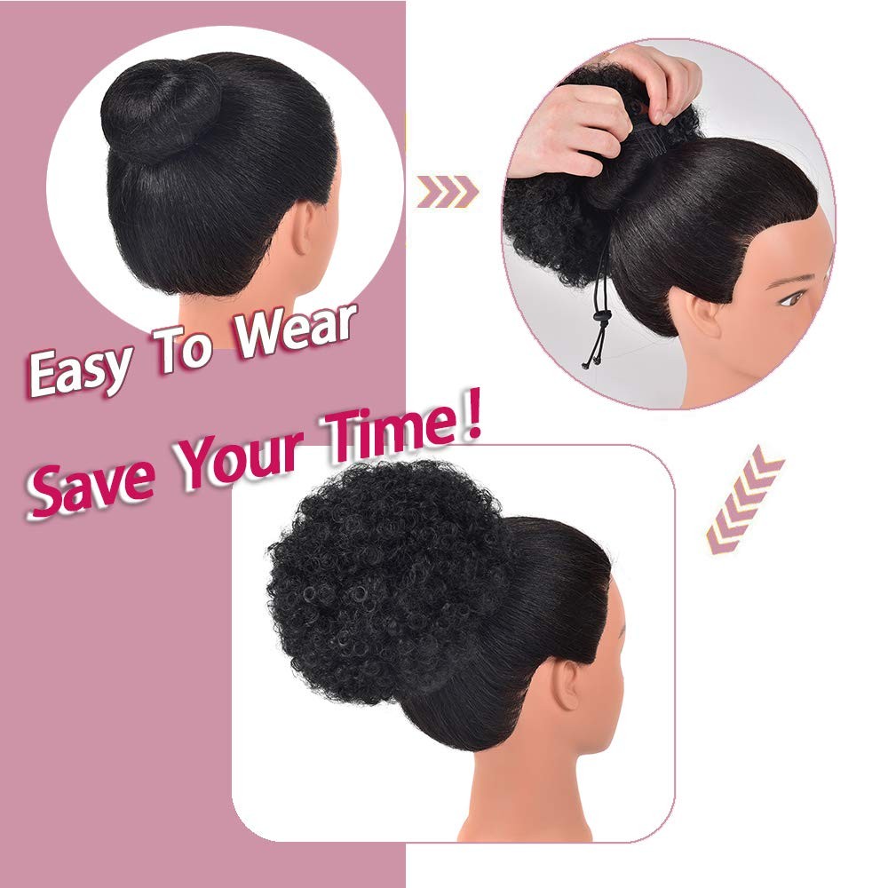 rosmile Afro Puff Drawstring Ponytail Diameter: 7″-8″, Natural Black #1B