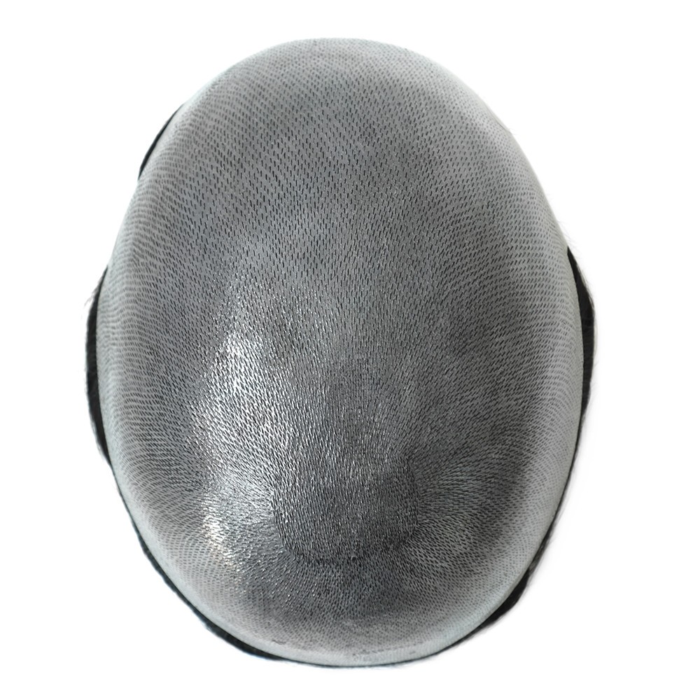 Toupee Mens Human Hair Thin Skin Replacement System Gent Hairpieces Black Hair
