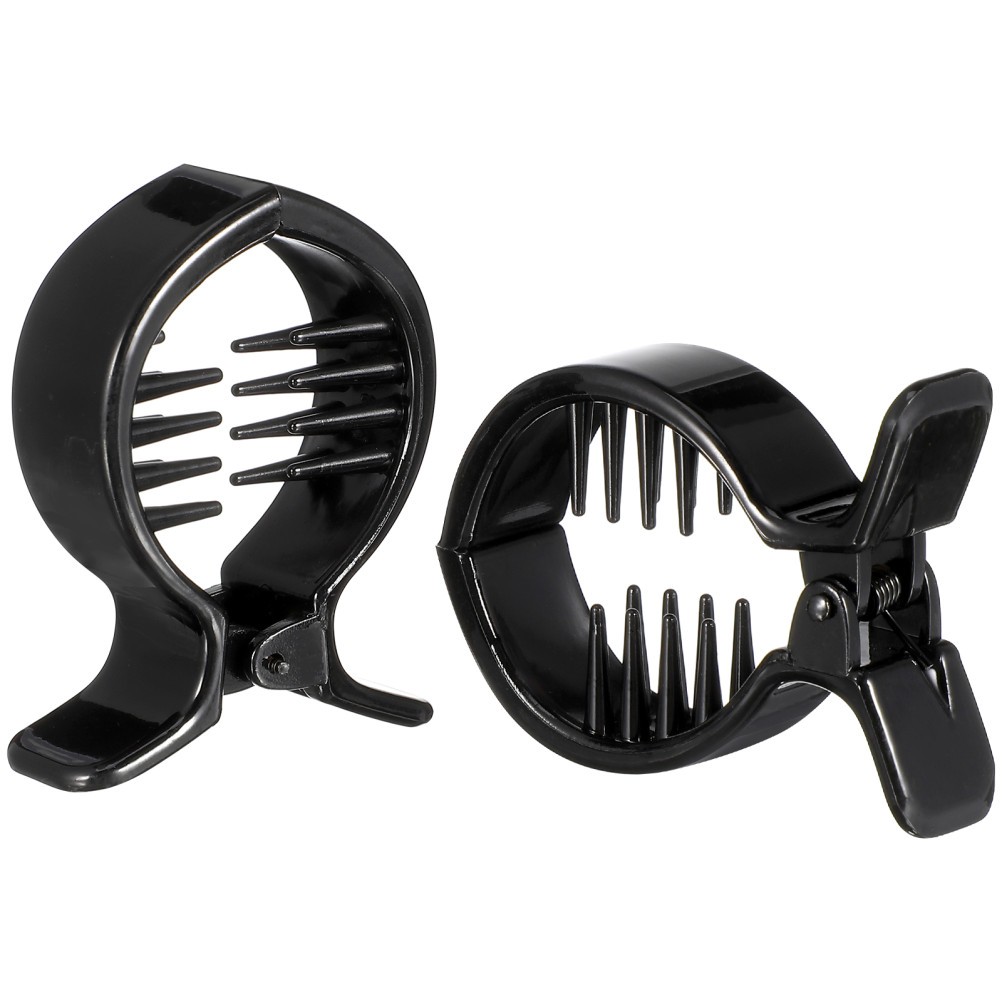 2Pcs Reusable Black Plastic Hair Bun Holder Claws for Thick Hair Ponytails