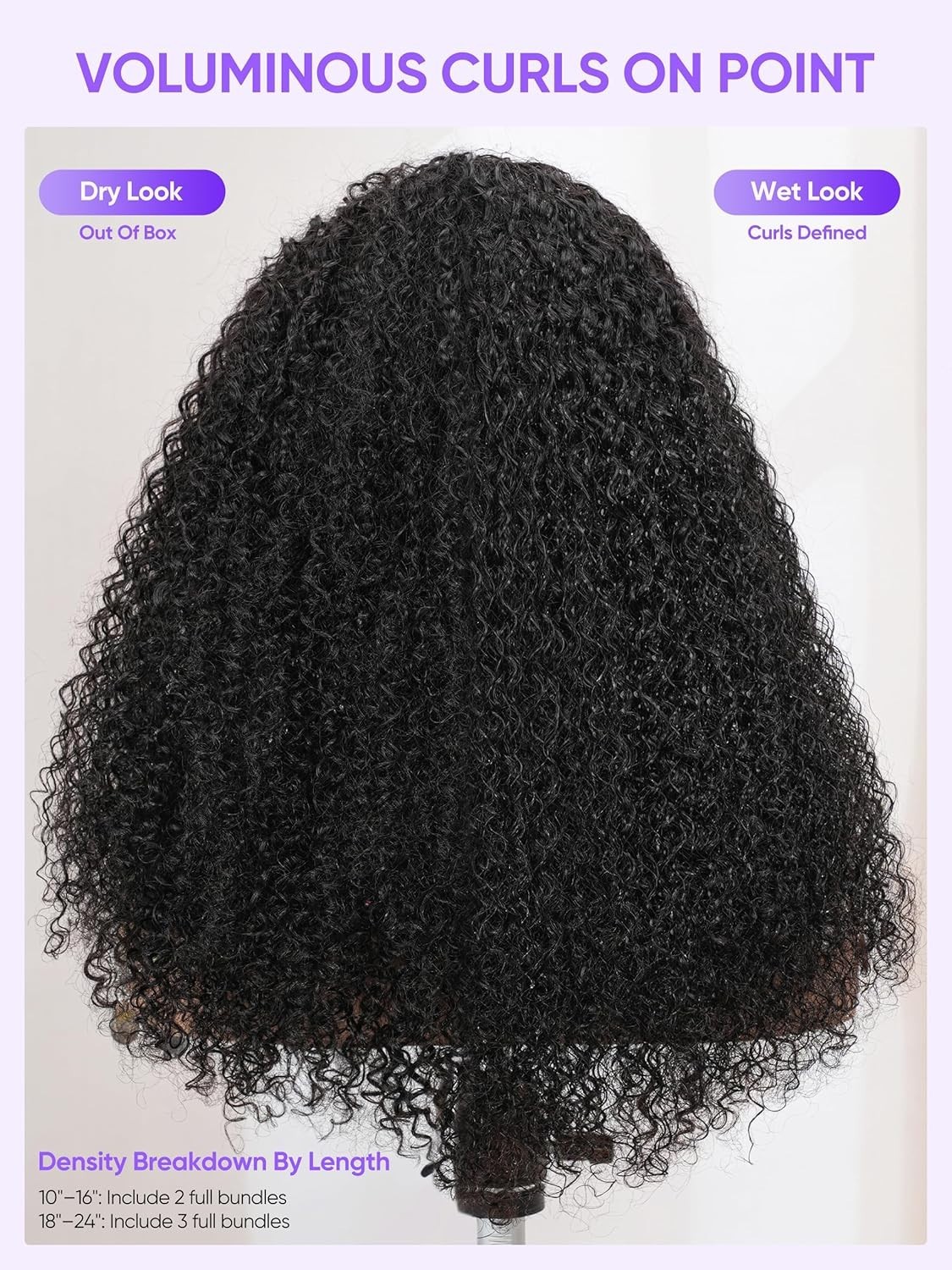 Kinky Curly Half Wig Virgin Human Hair, Seamless 4C Edges, Flip Over Drawstring