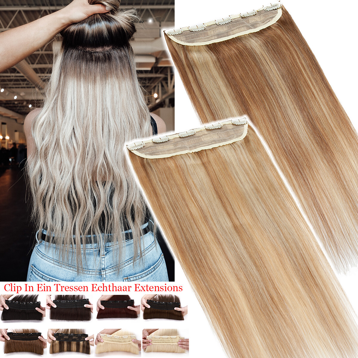100G Thick Human Hair Extensions Clip In Remy One Piece 3/4 Full Head 16″18″20