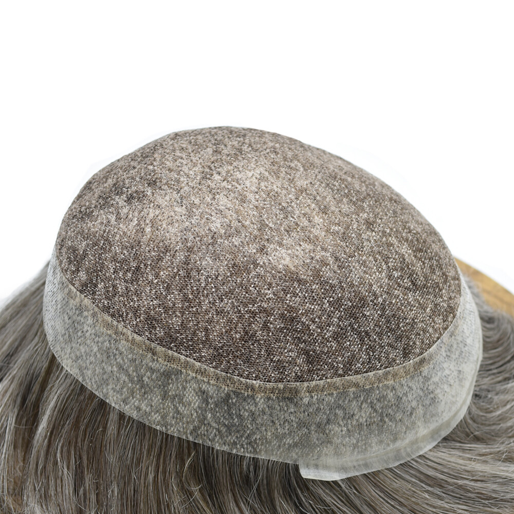 Mens Toupee French Lace Hairpiece Poly Pu Skin Around Hair System Replacement