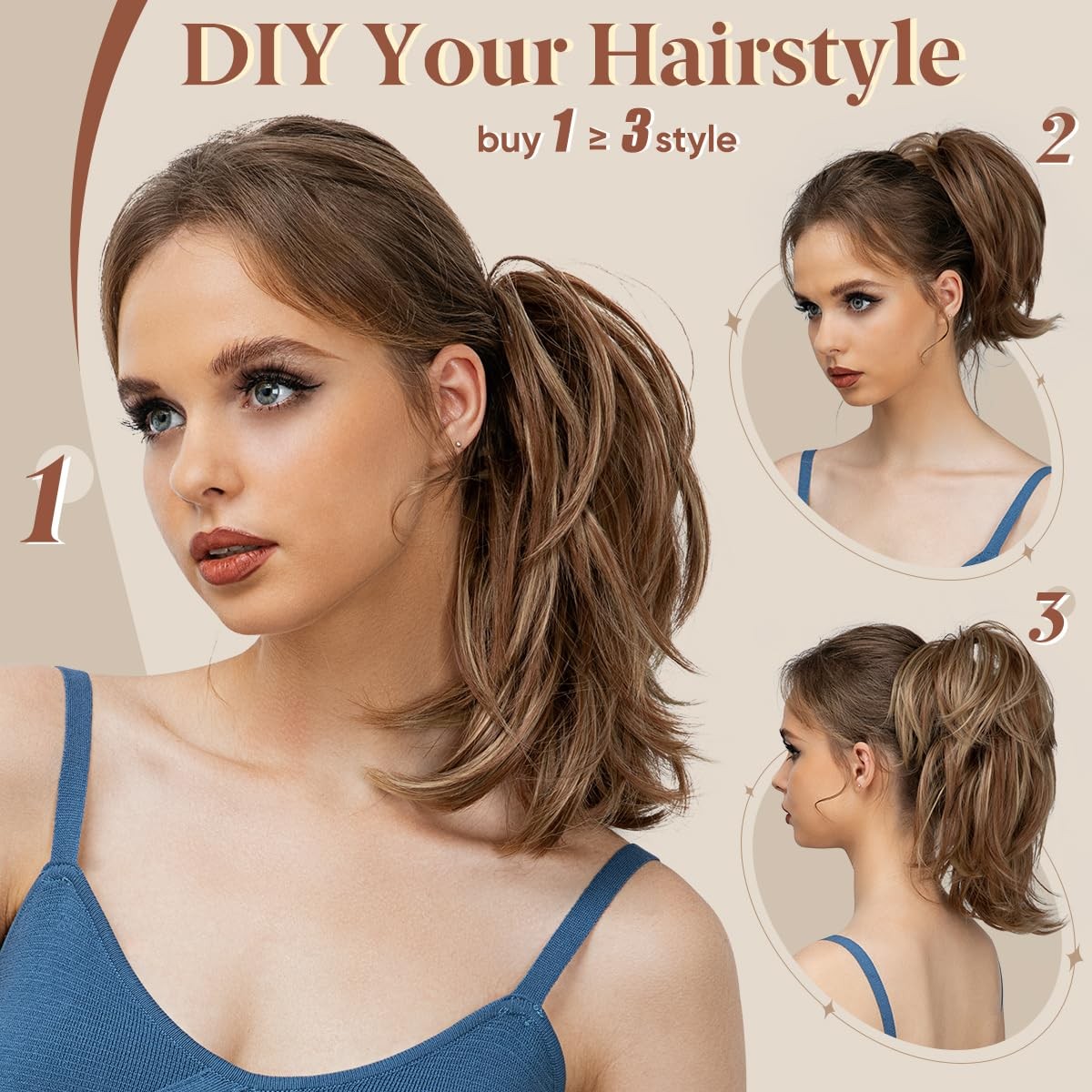 CJL HAIR Claw Clip Short Ponytail Hair Extensions Straight, S-Dirty Blonde