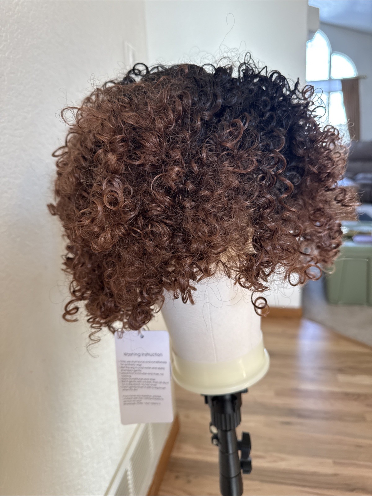 Kinky Curly Short Muti Colored Lace Cap Natural Brown /rooted 12” Synthetic 70