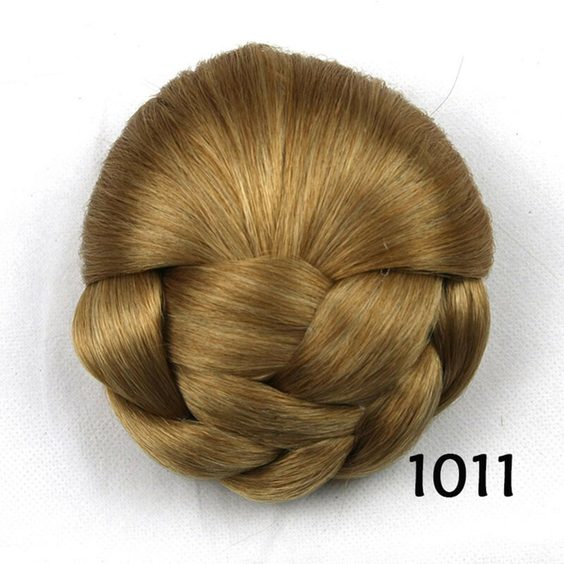 Women’s Braided Hair Bun Scrunchies Clip in Chignon Retro Hairpieces Synthetic