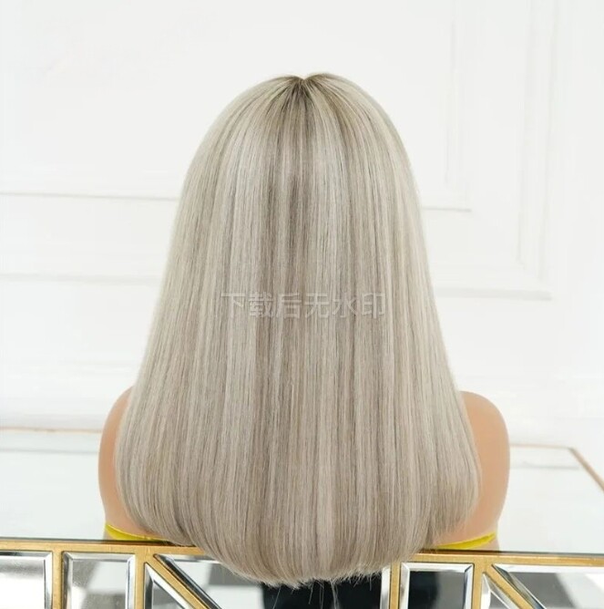 Ashy Blonde Highlights Ombre Human Hair Wig Lace Frontal Wigs for Girls