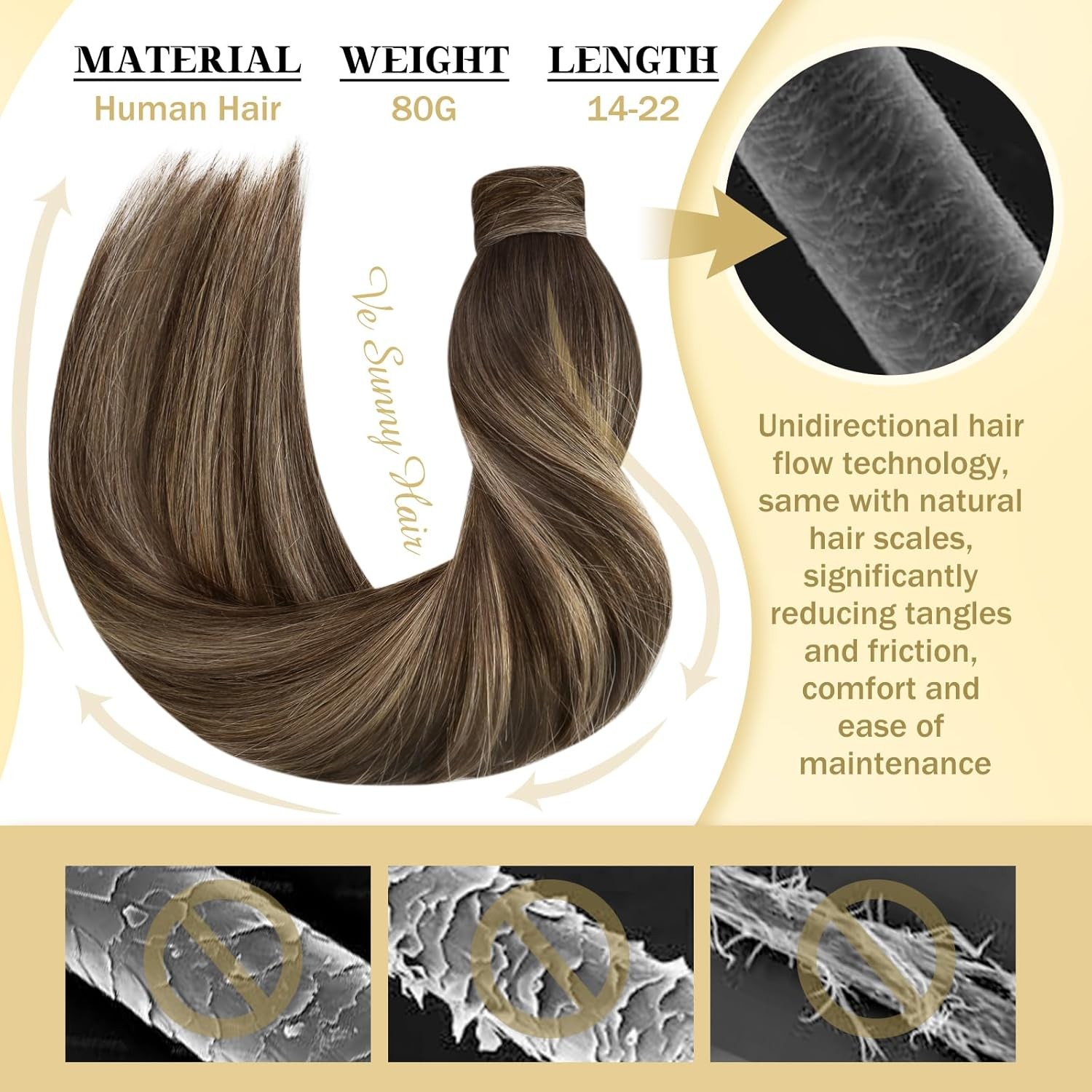 Sunny Hair PONYTAIL 22in Md. Brown Balayage Ombre Caramel Blonde Hair Extensions