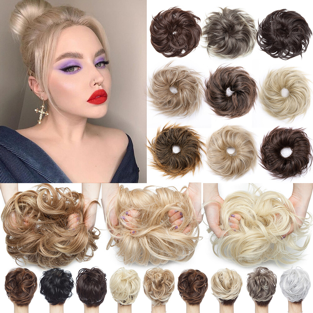 Thick Messy Curly Bun Synthetic Scrunchie Updo Wrap Hair Extension as Human Hair