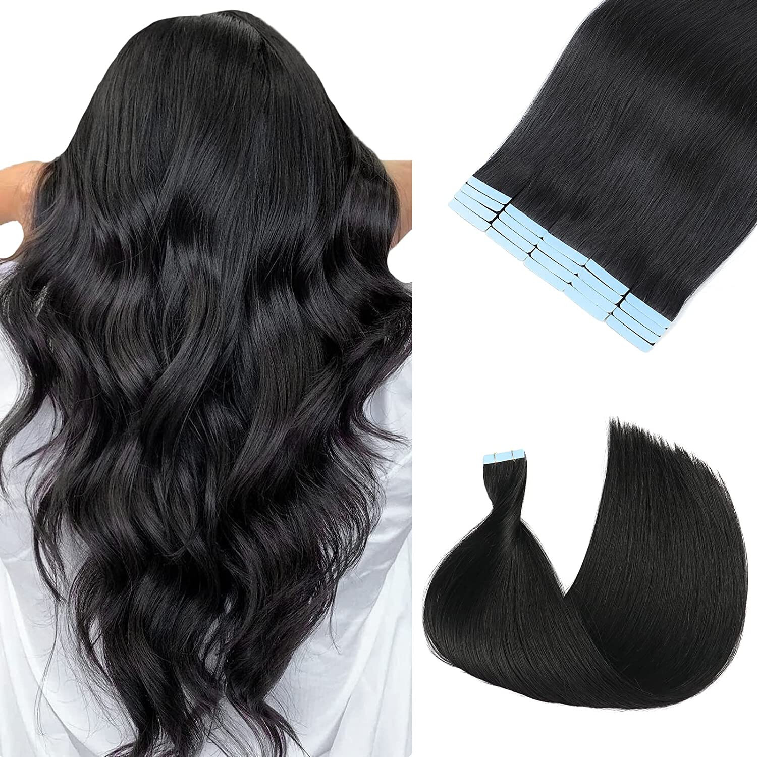 Tape in Hair Extensions Real Human Hair Double Stitched Invisible Skin Weft Hair