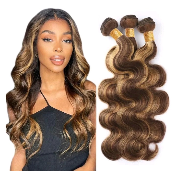 Body Wave Human Hair Bundles 22 24 26 Inch P4/27 Bundles Human Hair Chocolate…