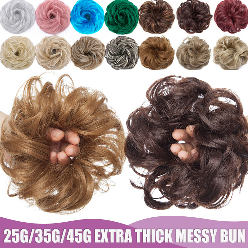 Messy Bun Hair Scrunchie Stranded Curly Flicky Wrap on Hairpiece Updo Various US