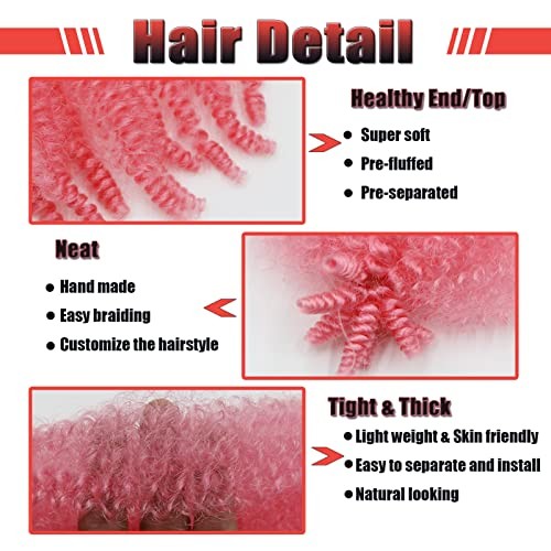12 Inch Pink Spring Twist Hair 2 Packs Springy Afro Twist Hair 12IN-2PACK PINK