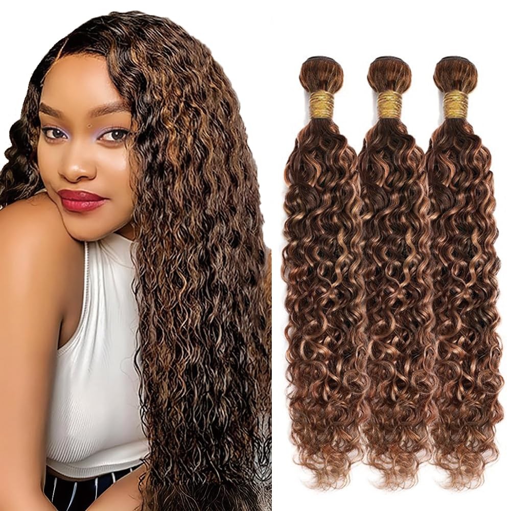 Freiuoke 26 28 30 Inch P4 30 Human Hair Bundles Highlight Water Wave Bundle