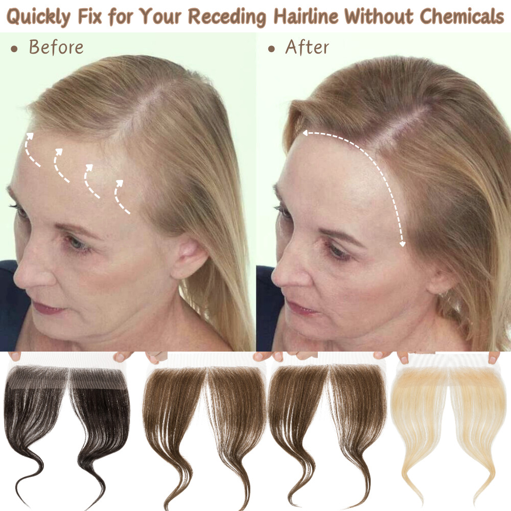 Remy 100% Human Hair Front Hairline Topper Hairpiece for Women Receding Hairline
