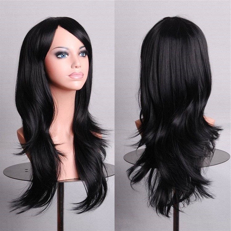 Multi-Colors 70cm Side Bang Long Wavy Full Synthetic Wig for Daily Cosplay Party