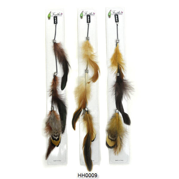 12 pcs 14″ Long Feather & Chain Hair Extension w/Clip On Comb Assorted HH0009