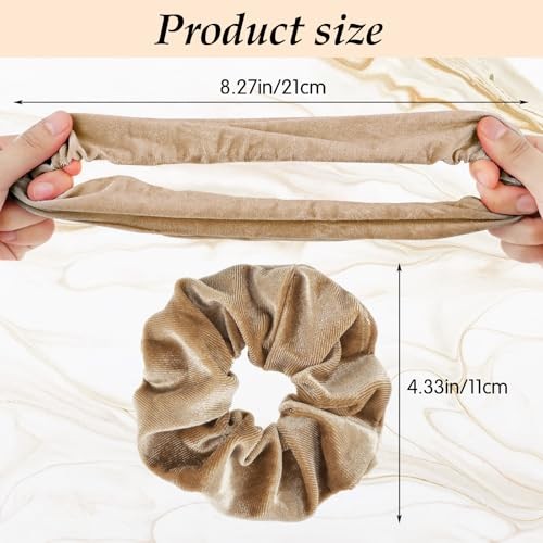 Large Scrunchies for Women 4Pcs Velvet Black; Beige; Dark Brown; Light Brown
