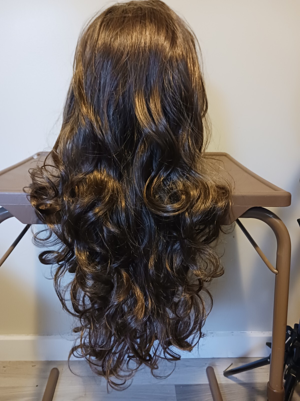30″ Human Like Wig High Quality Synthetic Fiber, Medium Brown With Large Curls