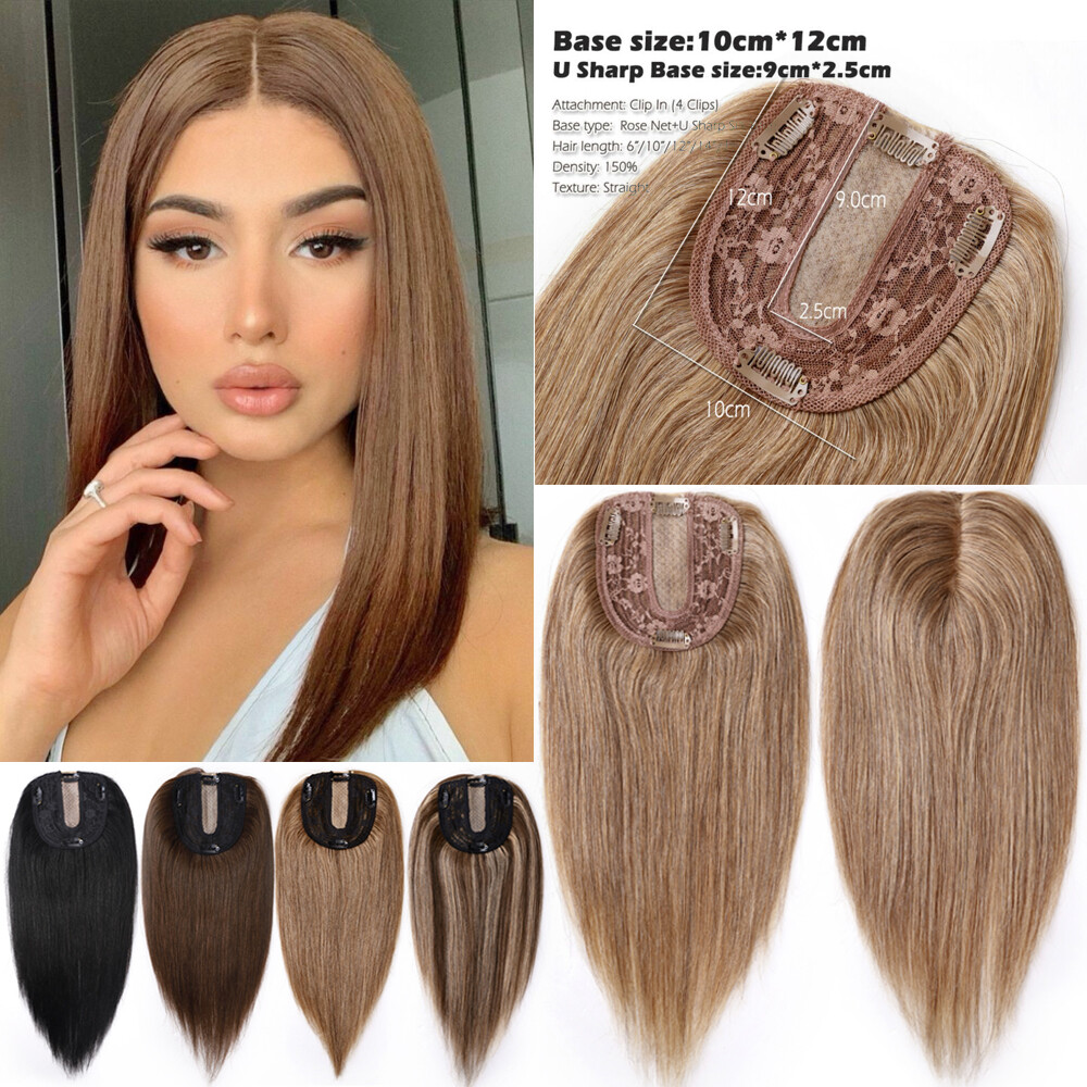 100% Real Remy Human Hair Silk Base Topper Clip in Top Women’s Hairpiece Toupee