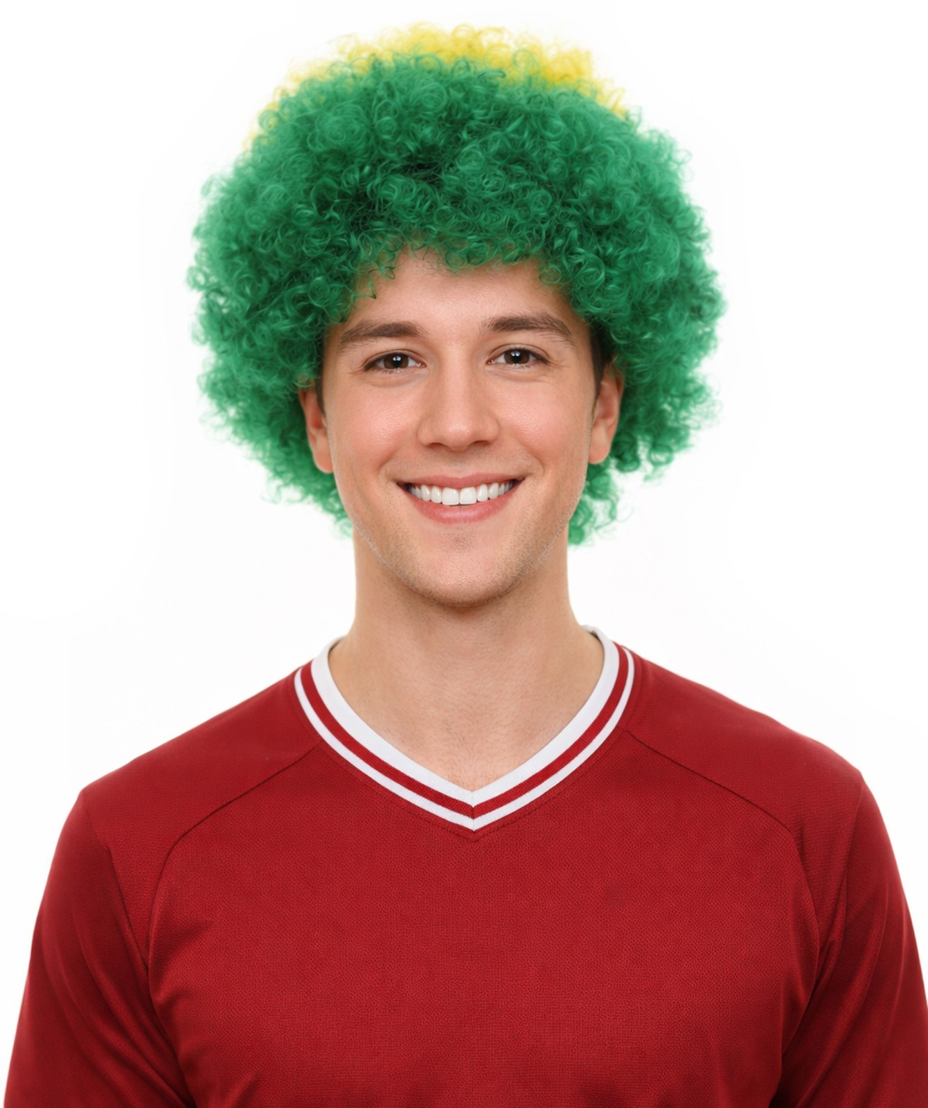 Brazil Flag Sport Afro Fun Wig, Jumbo Super Size Green Yellow Blue Wigs, HM-711A